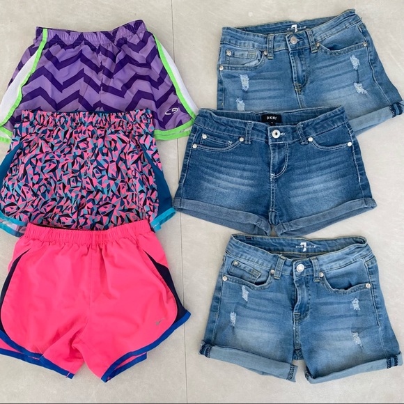 Lot of 6 Shorts Nike Champion DKNY 10 - 12 Girls